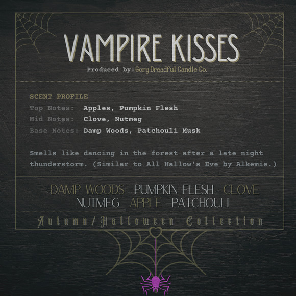 Vampire Kisses Crackling Wooden Wick Candle: Damp Woods Pumpkin Patchouli Scent - Picture 2 of 10